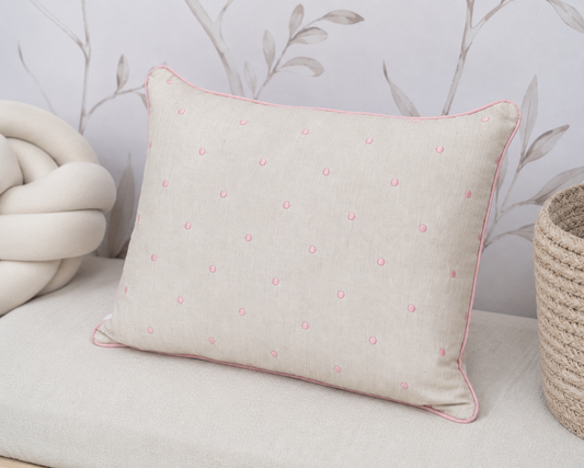 Almofada Retangular Linho Poá 45cm x 35cm - Rosa Nuvem