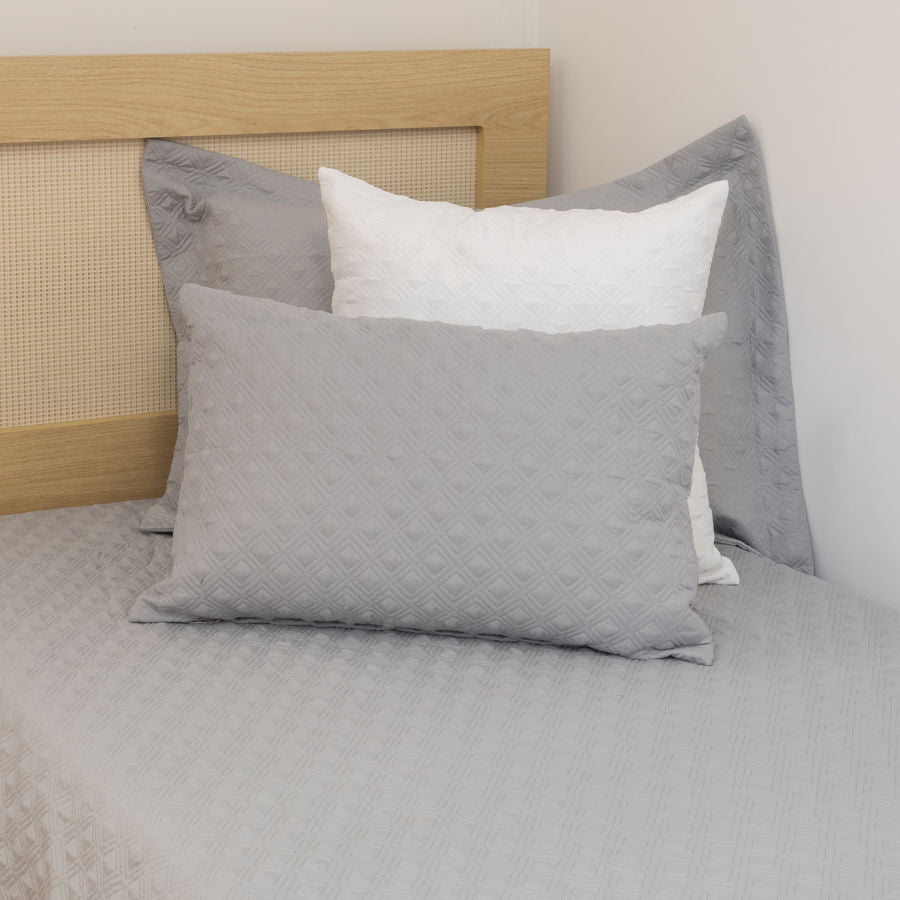 Kit Colcha Losango 2 Peças - Cinza