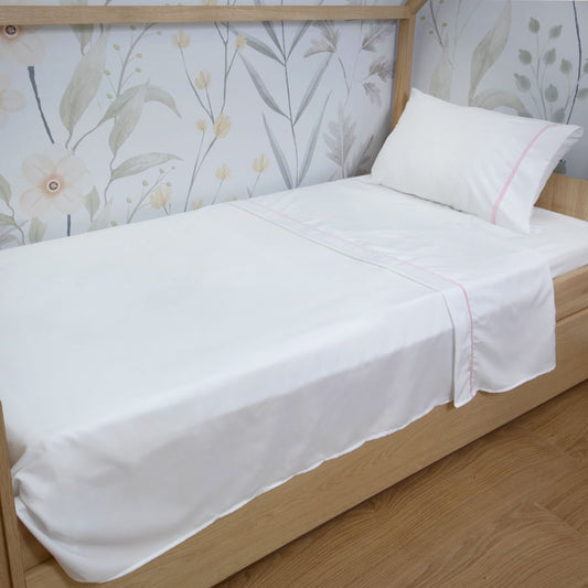 Lençol de Solteiro Corrente 3 Peças - Rosa Chá