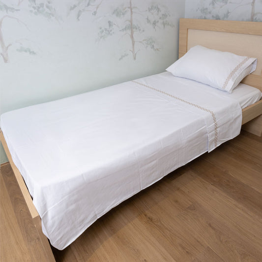 Lençol de Solteiro Losango 3 Peças - Bege