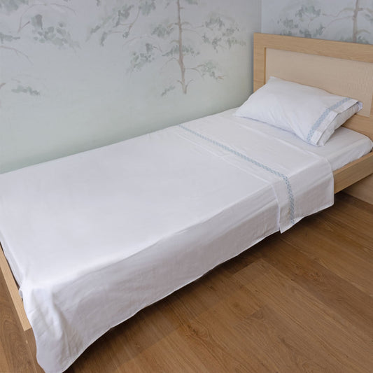 Lençol de Solteiro Losango 3 Peças - Azul Jeans