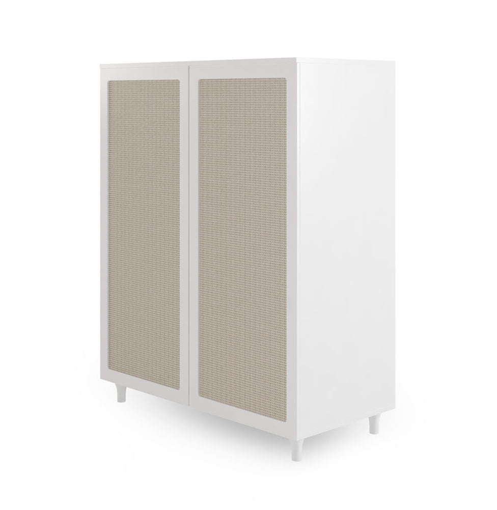 Roupeiro Haus Nature 2 Portas Com Palha - Branco