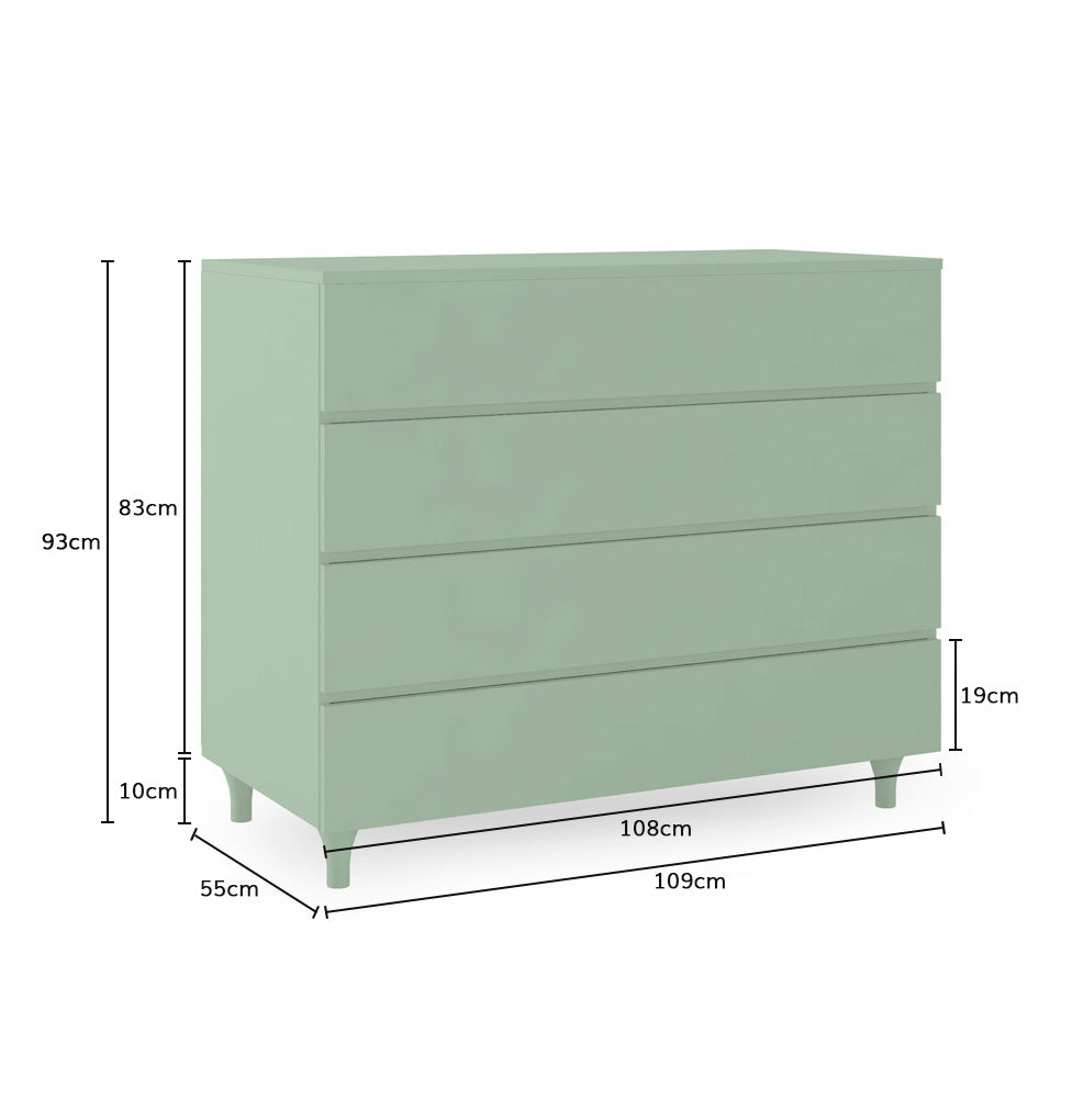 Cômoda de Bebê Haus Nature 4 Gavetas 110Cm - Verde Jardim