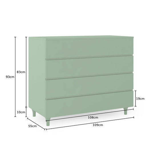 Cômoda de Bebê Haus Nature 4 Gavetas 110Cm - Verde Jardim