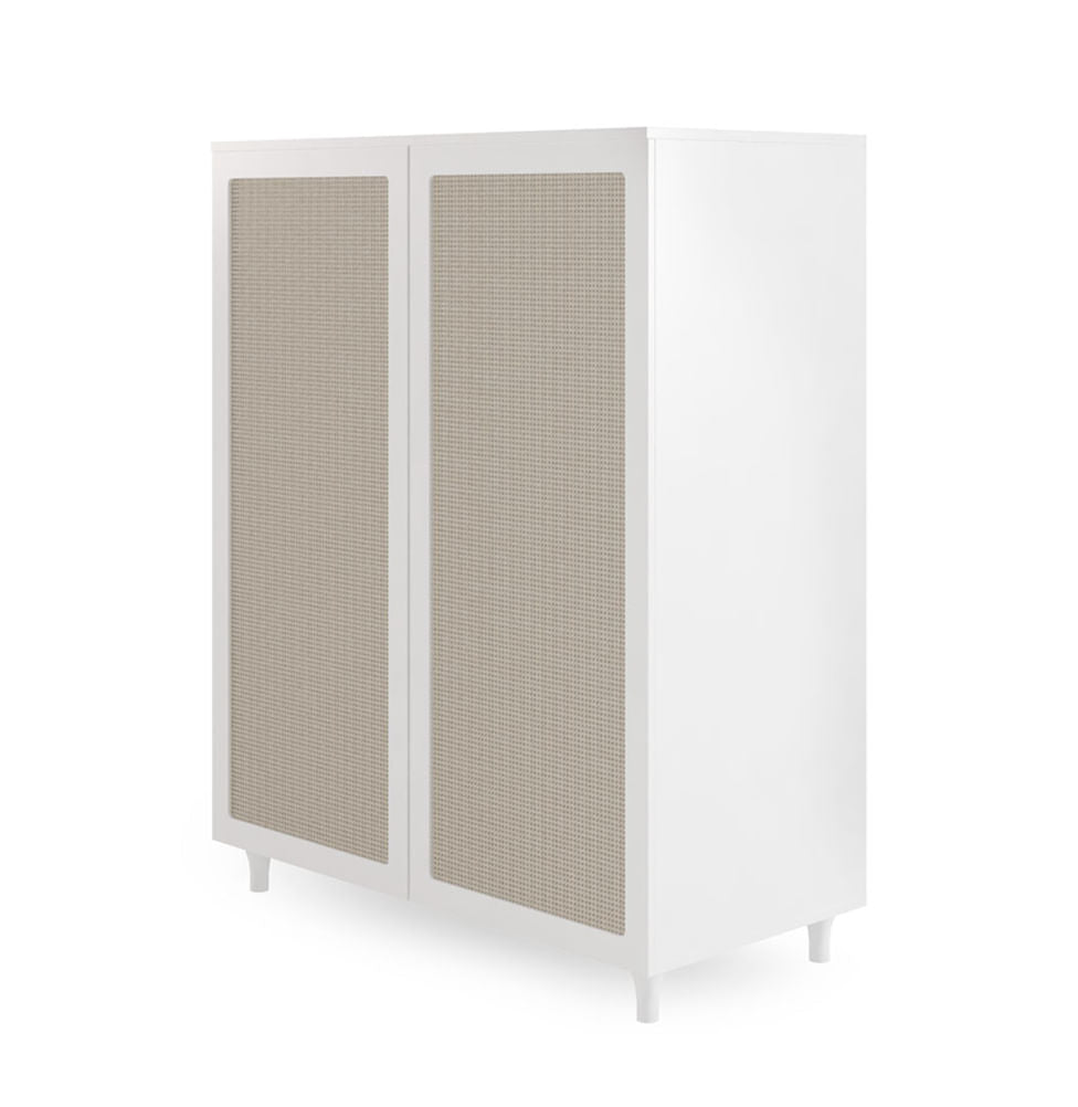 Guarda Roupa 2 em 1 Haus Nature com Palha - Branco