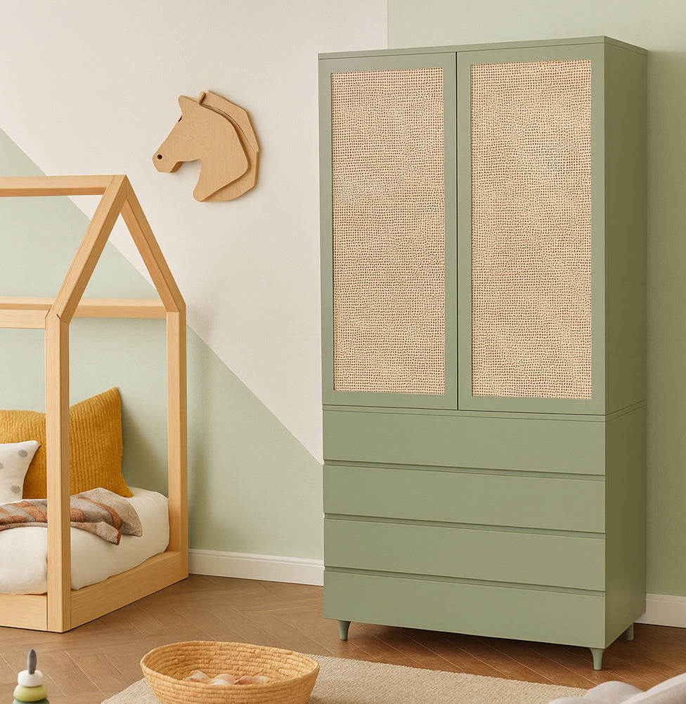 　バード　 baby, light green Guarda Roupa 2 em 1 Haus Nature - Verde Jardim – Lilibee