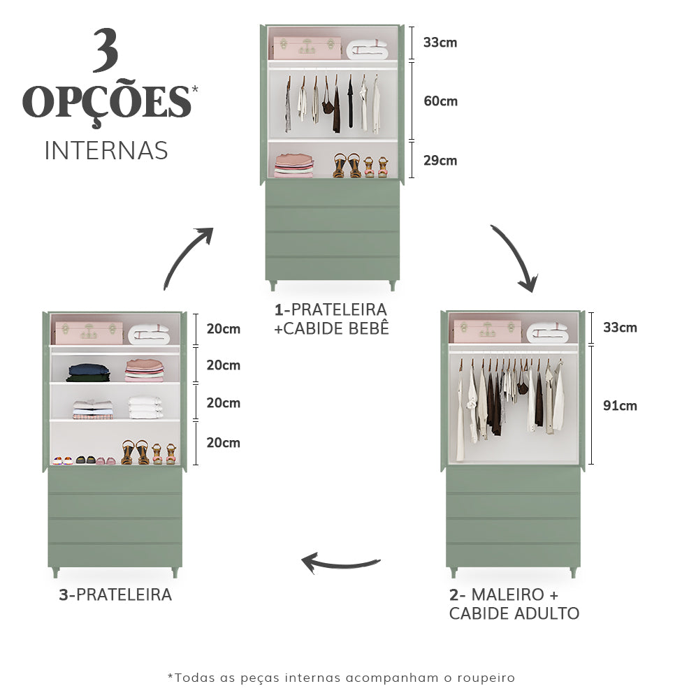 Guarda Roupa 2 em 1 Haus Nature - Verde Jardim