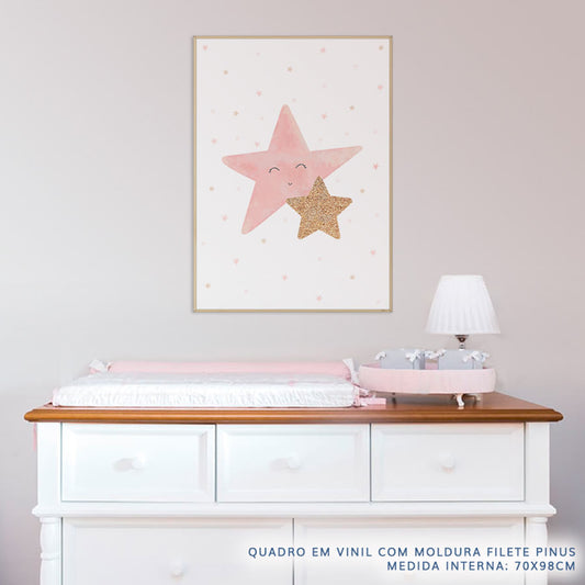 Quadro Infantil Estrelas Aquarela - Vertical