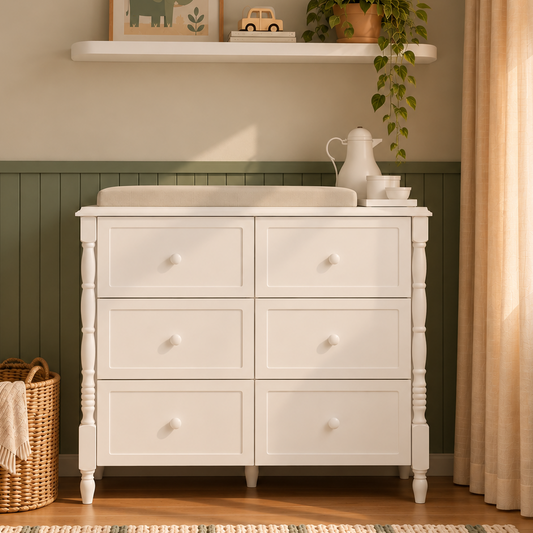 Cômoda de Bebê Monet 6 Gavetas 100cm - Branco
