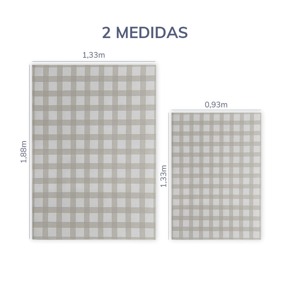 Tapete Infantil Retangular Xadrez Médio - Bege