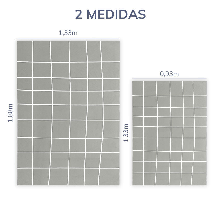 Tapete Infantil Retangular Gride - Cinza