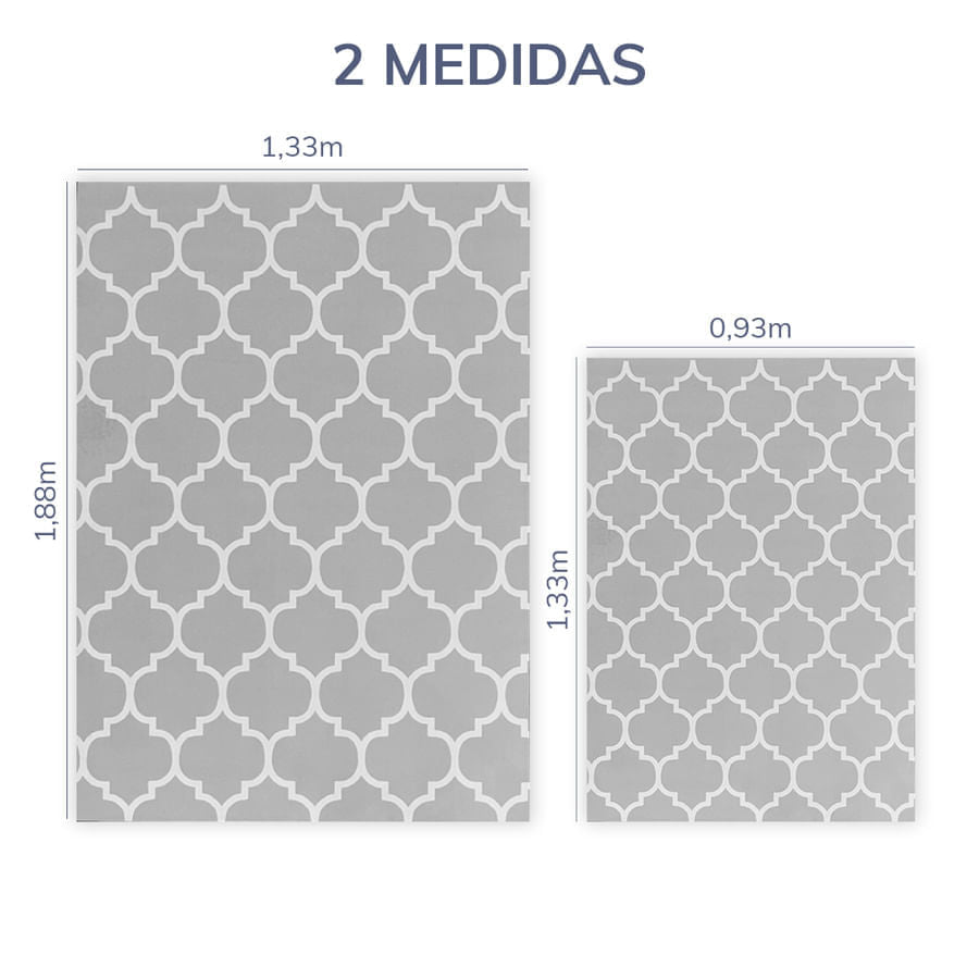 Tapete Infantil Retangular Arabesco - Cinza