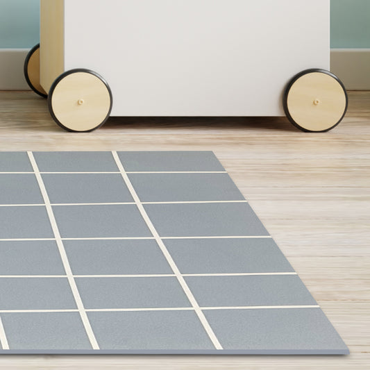 Tapete Infantil Retangular Gride - Azul