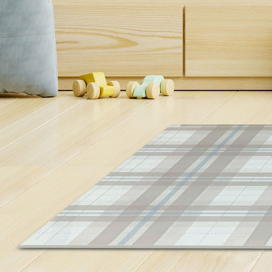 Tapete Infantil Retangular Xadrez Classic - Bege com Azul