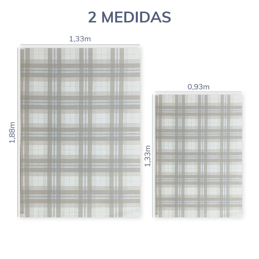 Tapete Infantil Retangular Xadrez Classic - Bege com Azul