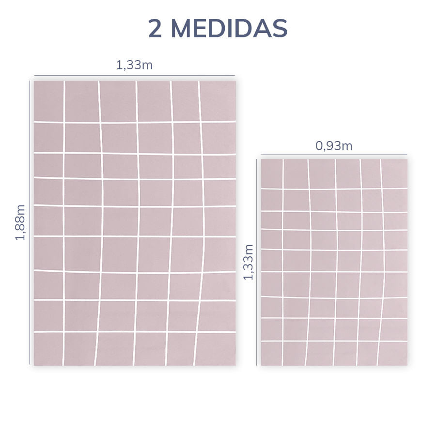 Tapete Infantil Retangular Gride - Rosa