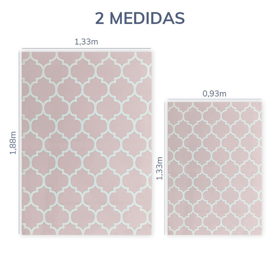 Tapete Infantil Retangular Arabesco - Rosa