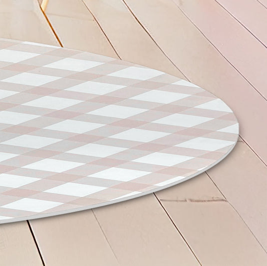 Tapete Infantil Redondo Xadrez Médio - Rosa
