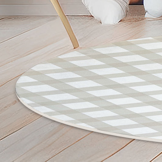 Tapete Infantil Redondo Xadrez Médio - Bege