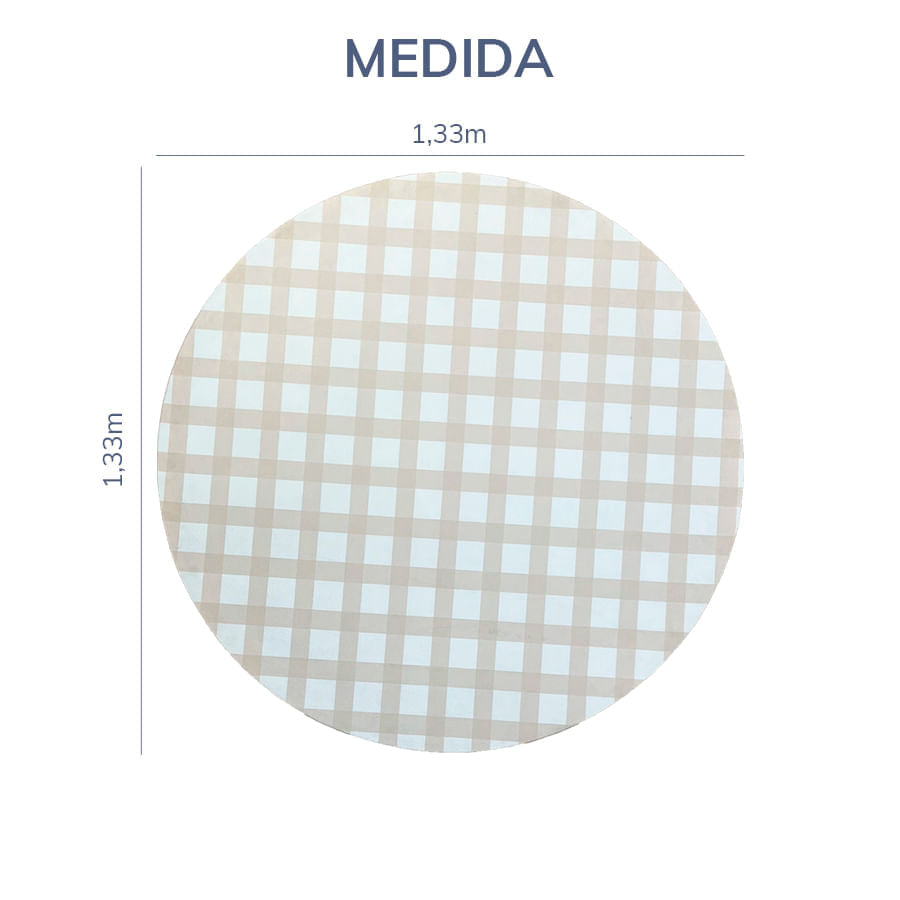 Tapete Infantil Redondo Xadrez Médio - Bege