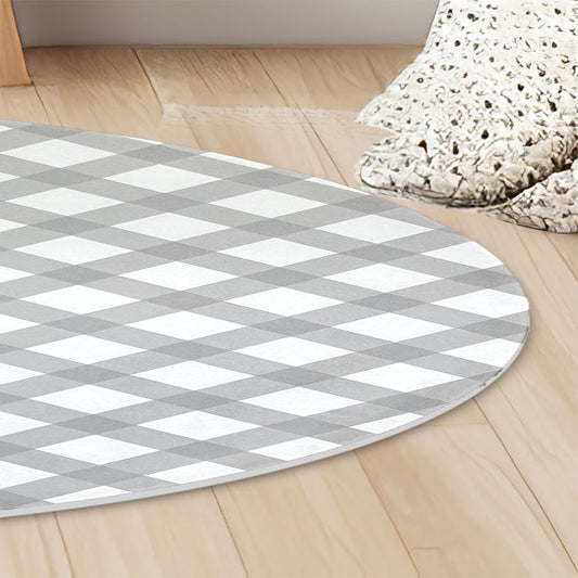 Tapete Infantil Redondo Xadrez Médio - Cinza