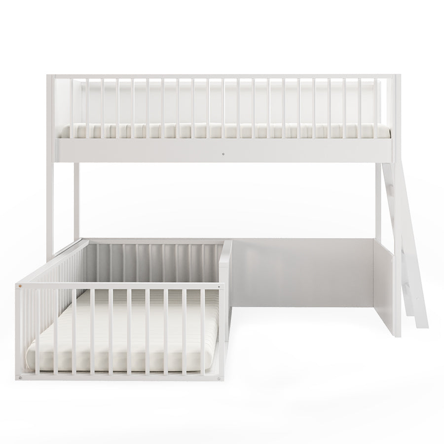 Beliche Infantil Montessoriana Com Cama de Solteiro Fazenda - Branco