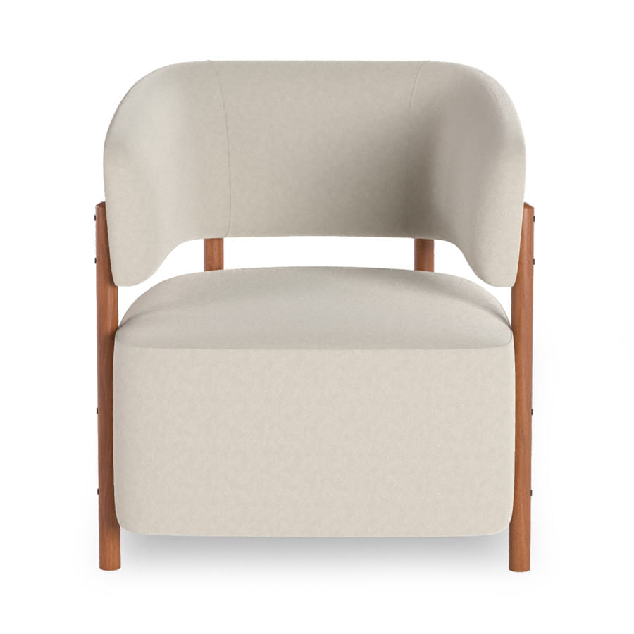 Poltrona Cora Pé Madeira Mel - Cru