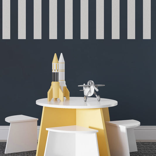 Papel de Parede Infantil Listra Com Meia Parede Aquarela Marinho - Mural