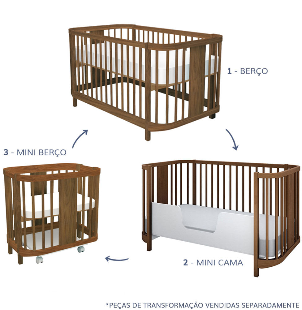 Berço Raika 3 em 1 - Freijó