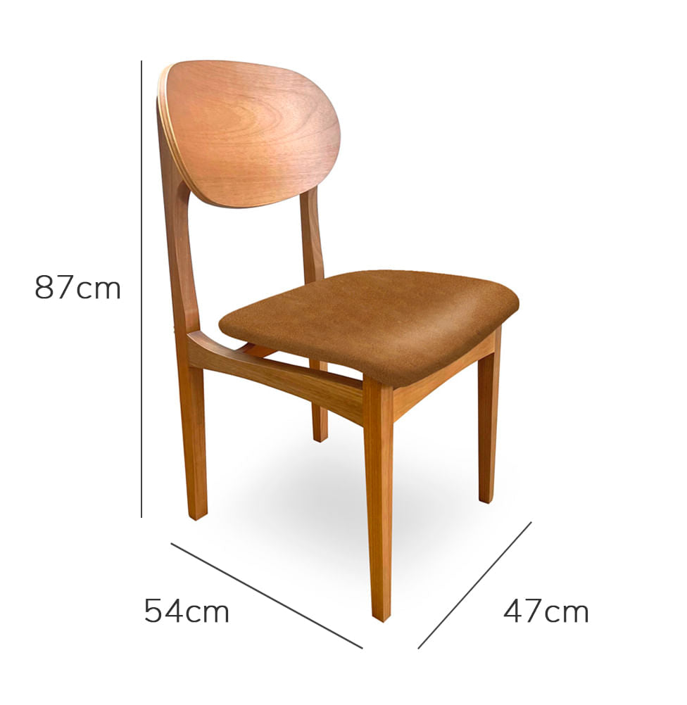 Cadeira Para Mesa de Jantar Luiza - Jequitibá Natural e Caramelo