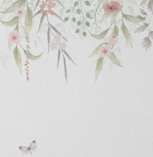 Papel de Parede Infantil Jardim Suspenso do Outono Rosa - Mural