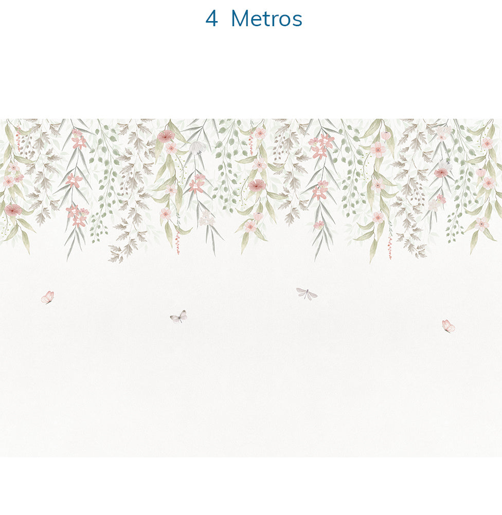 Papel de Parede Infantil Jardim Suspenso do Outono Rosa - Mural