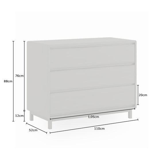 Cômoda de Bebê Nord 3 Gavetas - Branco