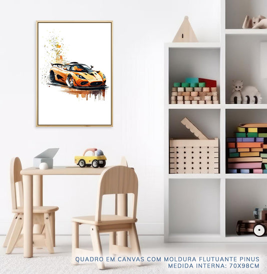 Quadro Infantil Carro Sports Aquarela Colors - Vertical
