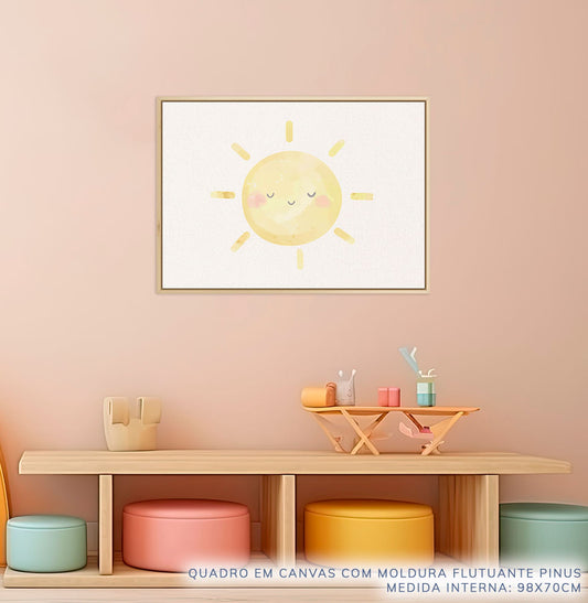 Quadro Infantil Sol Aquarela - Horizontal