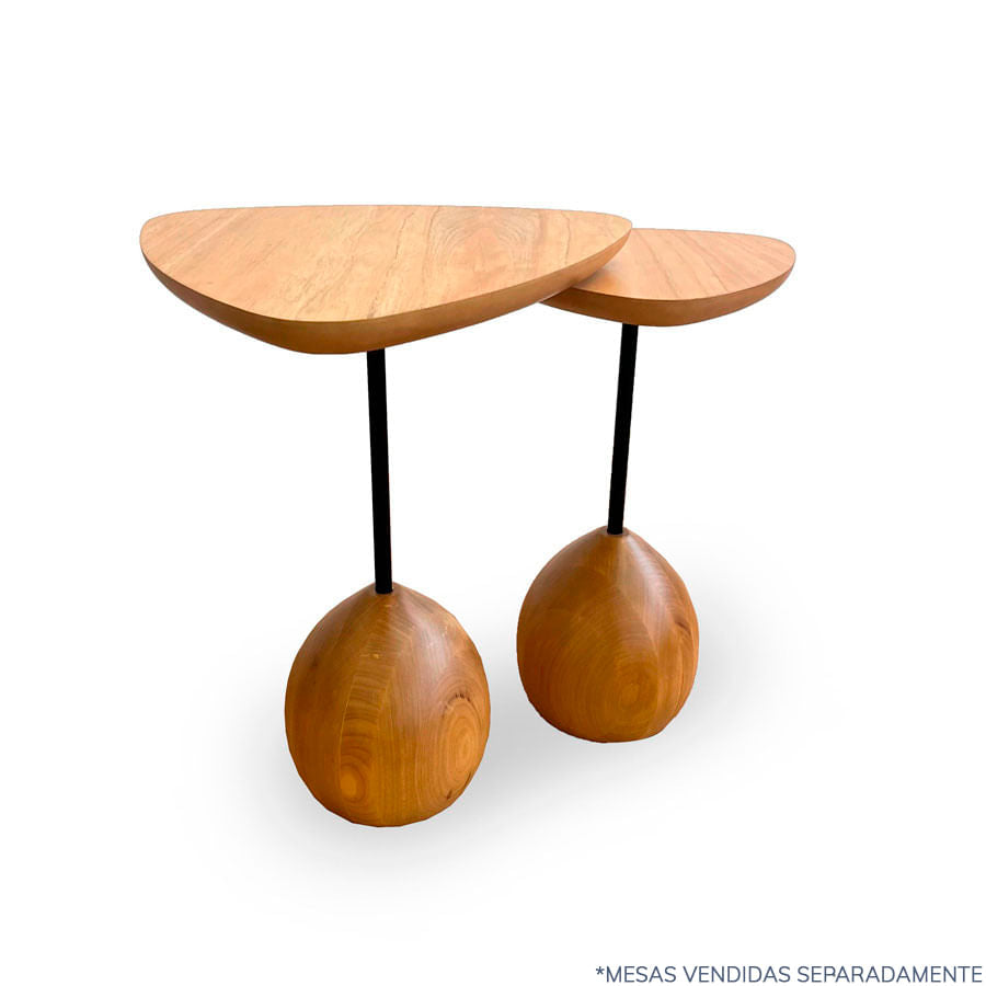 Mesa Lateral Pingo - Cinamomo Natural e Haste Preta