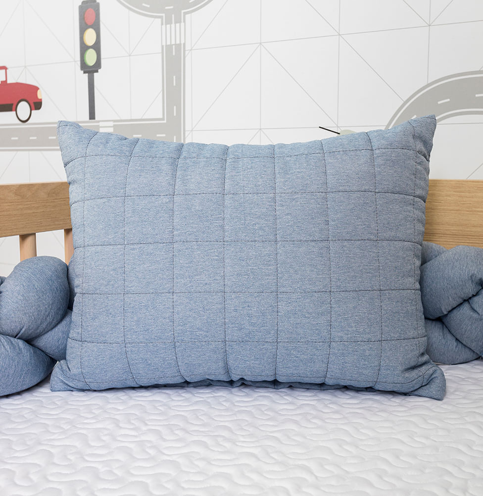Capa de Almofada Quadradinho Chambre 60x40cm - Azul Mescla
