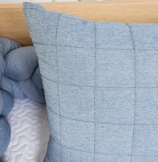 Capa de Almofada Quadradinho Chambre 60x40cm - Azul Mescla