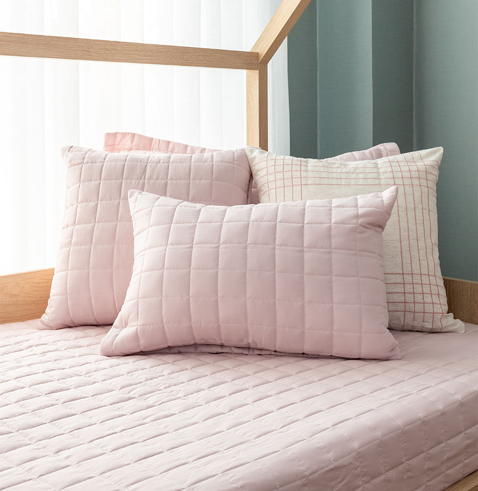 Capa de Almofada Quadradinho Chambre 60x40cm - Rosa Nuvem