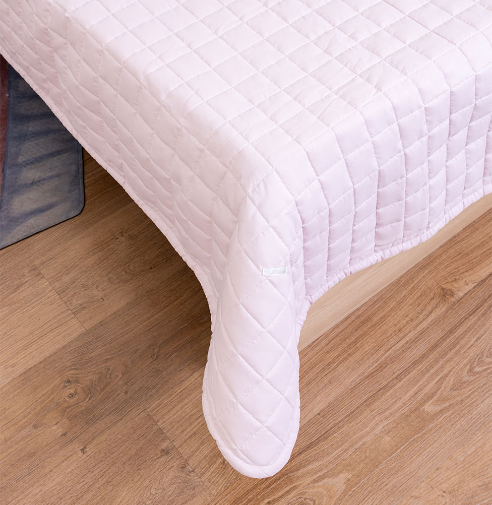 Kit Colcha Solteiro Quadradinho Chambre - Rosa Nuvem