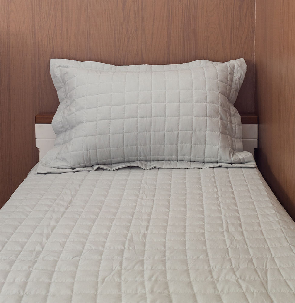 Kit Colcha de Solteiro Quadradinho Chambre - Verde Mescla