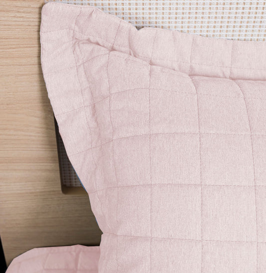 Porta Travesseiro Quadradinho Chambre 50x70cm - Rosa Nuvem