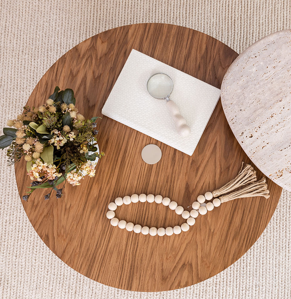 Mesa de Centro Roma Redonda - Madeira Damasco