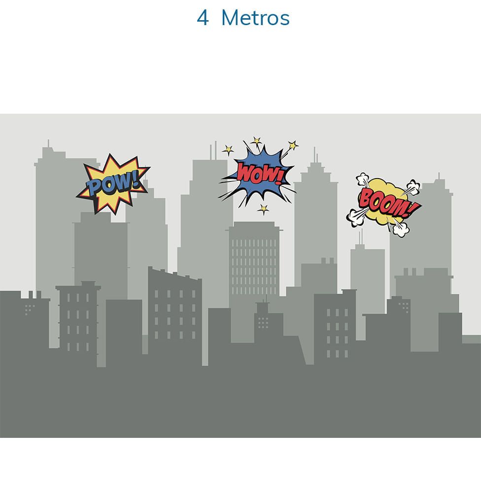 Papel de Parede Prédios Heróis Cinza - Mural