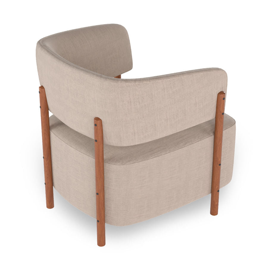 Poltrona Cora Pé Madeira Mel - Bege