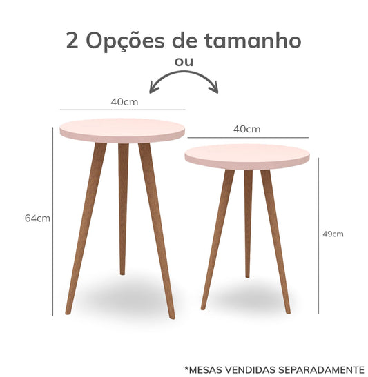 Mesa de Apoio Viena Com Pé Mel - Rosa Claro