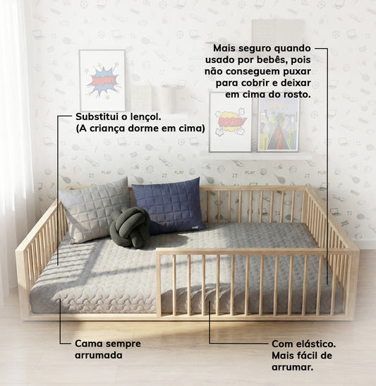 Colcha Casal Com Elástico Infinity - Cinza