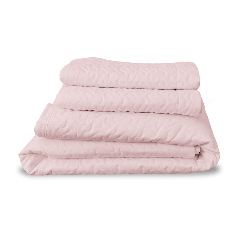 Kit Colcha Casal Infinity 3 Peças - Rosa Chá