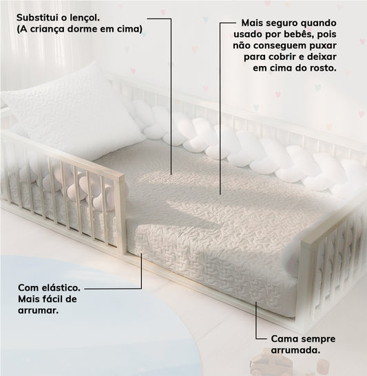 Colcha de Solteiro com Elástico Infinity - Branco