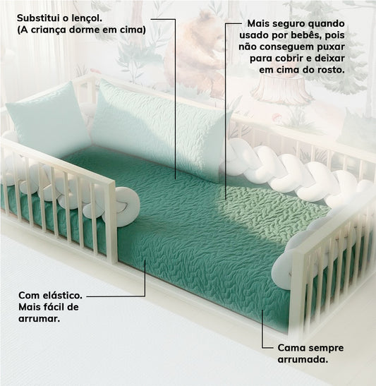 Colcha de Solteiro com Elástico Infinity - Verde Seco